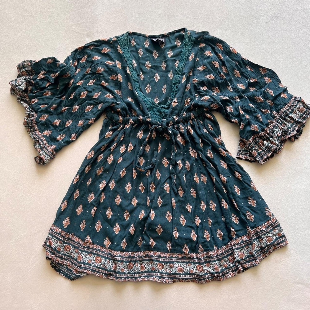 Boho Flowy Thanksgiving Fall Autumn Angie Cute Top Cinched Waist Hippie